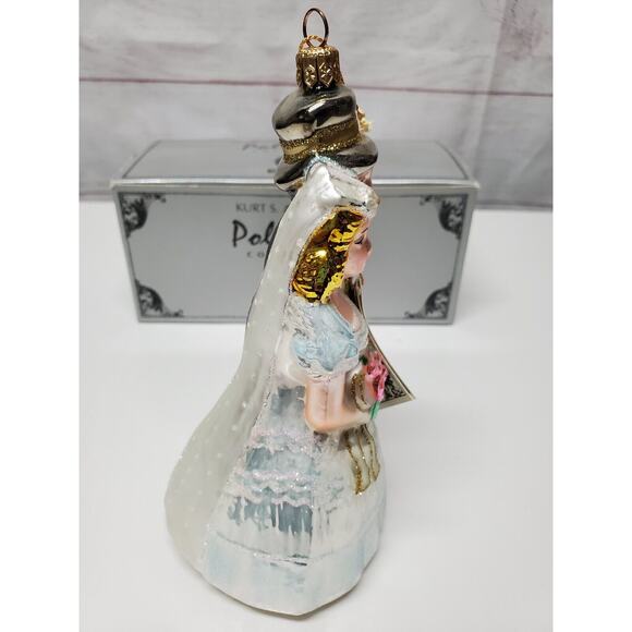 Kurt Adler Polonaise Komozja Wedding Couple Bride & Groom Glass Ornament w/Box - Picture 5 of 14